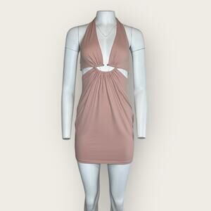 NWT | Susana Monaco | Halter Cutout Mini Dress | Shell Mauve | Small